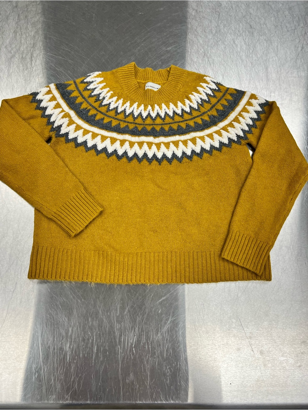 Silverflint Mustard Fair Isle Crewneck Sweater - Women Medium